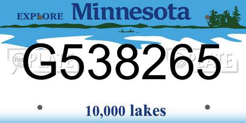 G538265 Minnesota License Plate