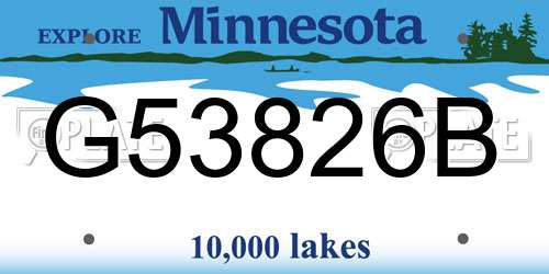 G53826B Minnesota License Plate