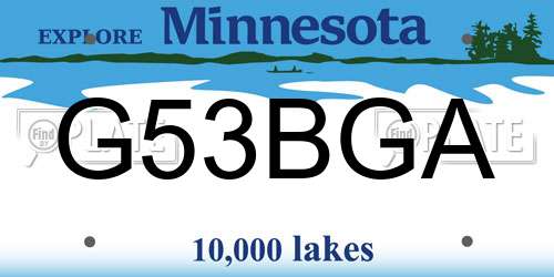 G53BGA Minnesota License Plate