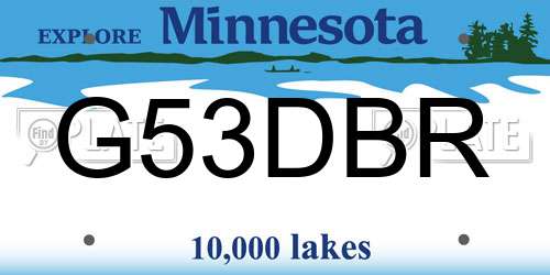 G53DBR Minnesota License Plate