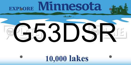 G53DSR Minnesota License Plate