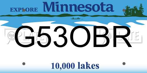 G53OBR Minnesota License Plate