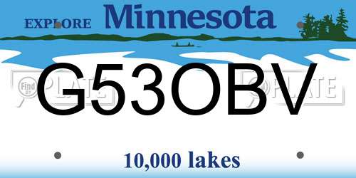 G53OBV Minnesota License Plate