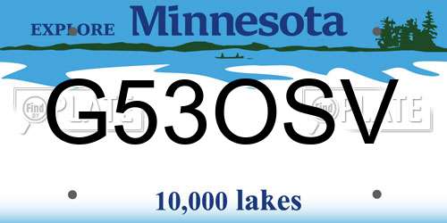 G53OSV Minnesota License Plate