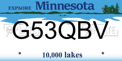 G53QBV Minnesota License Plate