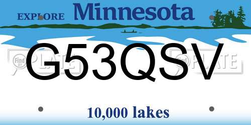 G53QSV Minnesota License Plate