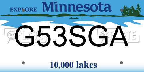 G53SGA Minnesota License Plate