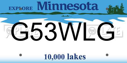 G53WLG Minnesota License Plate