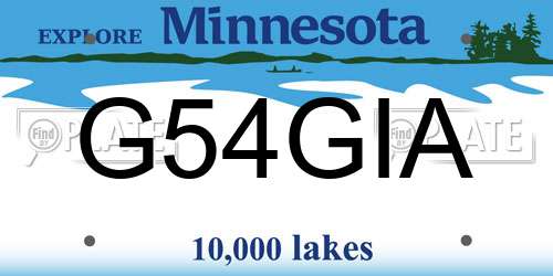 G54GIA Minnesota License Plate
