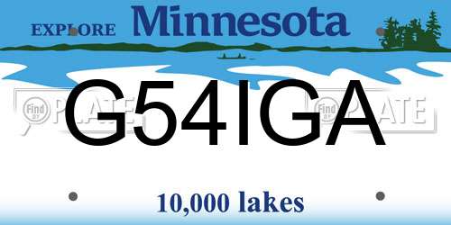 G54IGA Minnesota License Plate