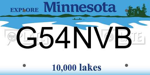 G54NVB Minnesota License Plate