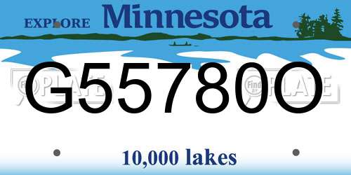 G55780O Minnesota License Plate