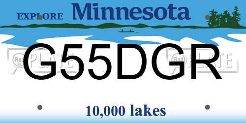G55DGR Minnesota License Plate