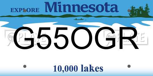 G55OGR Minnesota License Plate