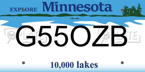 G55OZB Minnesota License Plate