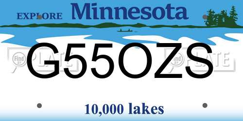 G55OZS Minnesota License Plate