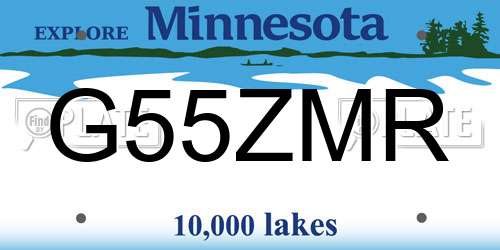 G55ZMR Minnesota License Plate