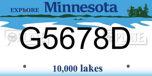 G5678D Minnesota License Plate