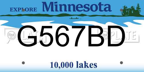 G567BD Minnesota License Plate