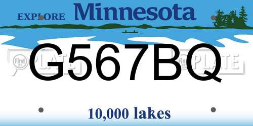 G567BQ Minnesota License Plate