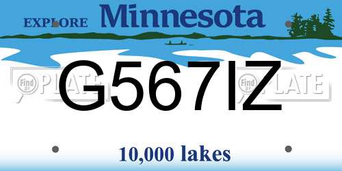 G567IZ Minnesota License Plate