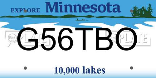 G56TBO Minnesota License Plate