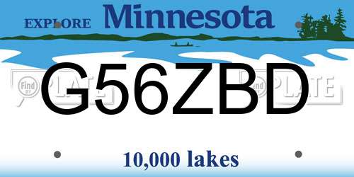 G56ZBD Minnesota License Plate