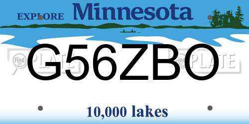 G56ZBO Minnesota License Plate