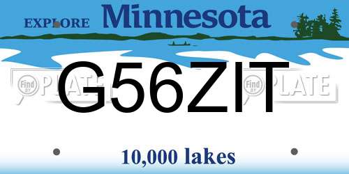 G56ZIT Minnesota License Plate