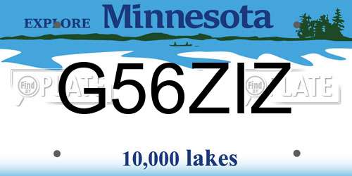 G56ZIZ Minnesota License Plate