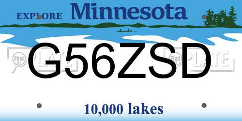 G56ZSD Minnesota License Plate