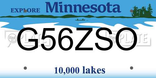 G56ZSO Minnesota License Plate