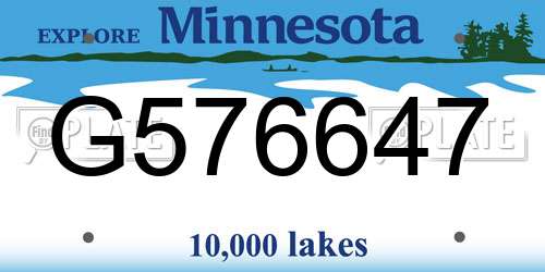 G576647 Minnesota License Plate