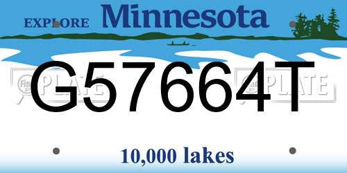 G57664T Minnesota License Plate