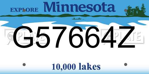 G57664Z Minnesota License Plate
