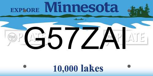 G57ZAI Minnesota License Plate