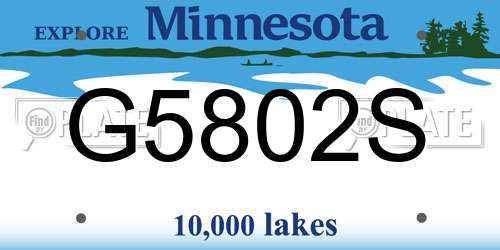 G5802S Minnesota License Plate