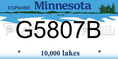 G5807B Minnesota License Plate