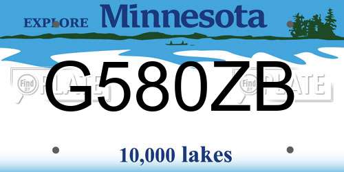 G580ZB Minnesota License Plate