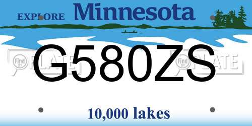 G580ZS Minnesota License Plate