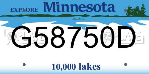 G58750D Minnesota License Plate