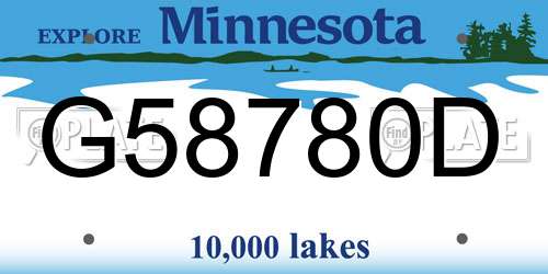 G58780D Minnesota License Plate