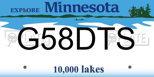 G58DTS Minnesota License Plate