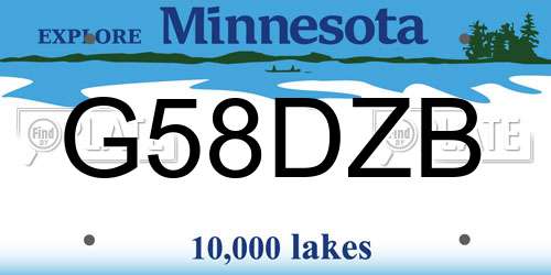 G58DZB Minnesota License Plate