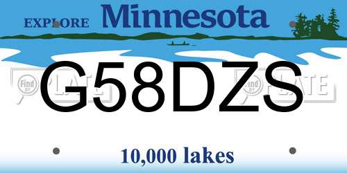 G58DZS Minnesota License Plate