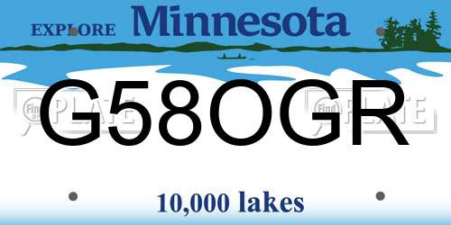 G58OGR Minnesota License Plate