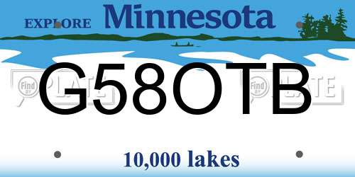 G58OTB Minnesota License Plate