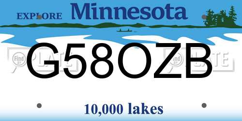 G58OZB Minnesota License Plate