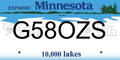 G58OZS Minnesota License Plate