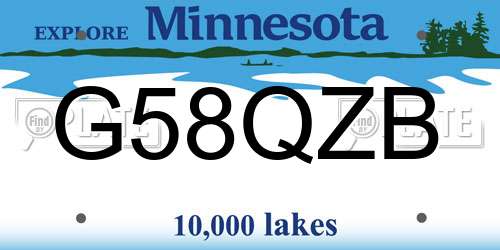 G58QZB Minnesota License Plate